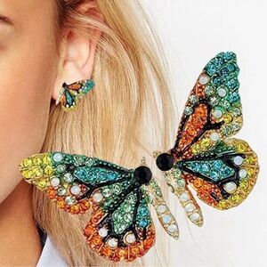 Free People Best Seller Butterfly Rainbow Crystal Earrings
